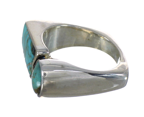 Authentic Sterling Silver Southwestern Jewelry Turquoise Inlay Ring Size 7 AX90625